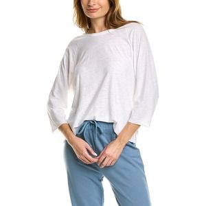 James Perse Women Cotton Modal Slub Scoop Neck Raglan 3/4 Sleeve Top Tee T-Shirt